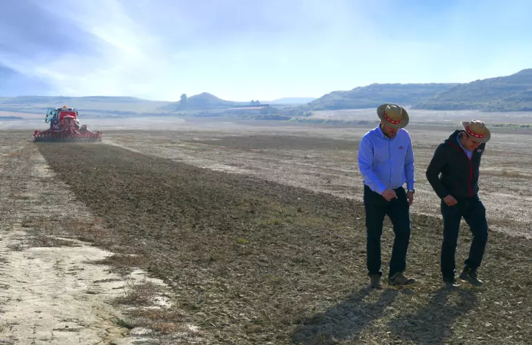 машина прямого посева работает в поле