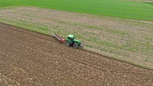 aerial view of Master M ploughing a field