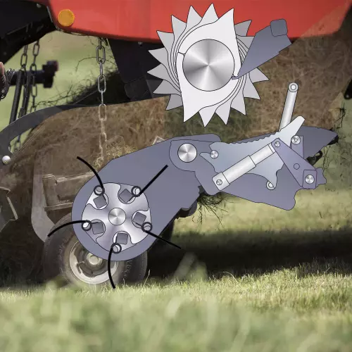 В случае засорения ротора механизм с ножами можно опустить гидравлическим приводом.