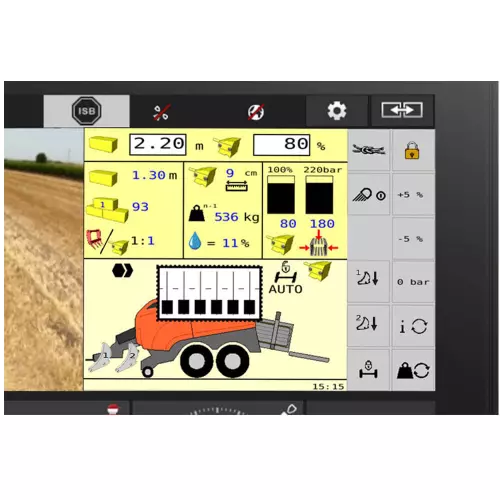 Электронная установка длины тюка через терминал или механически
